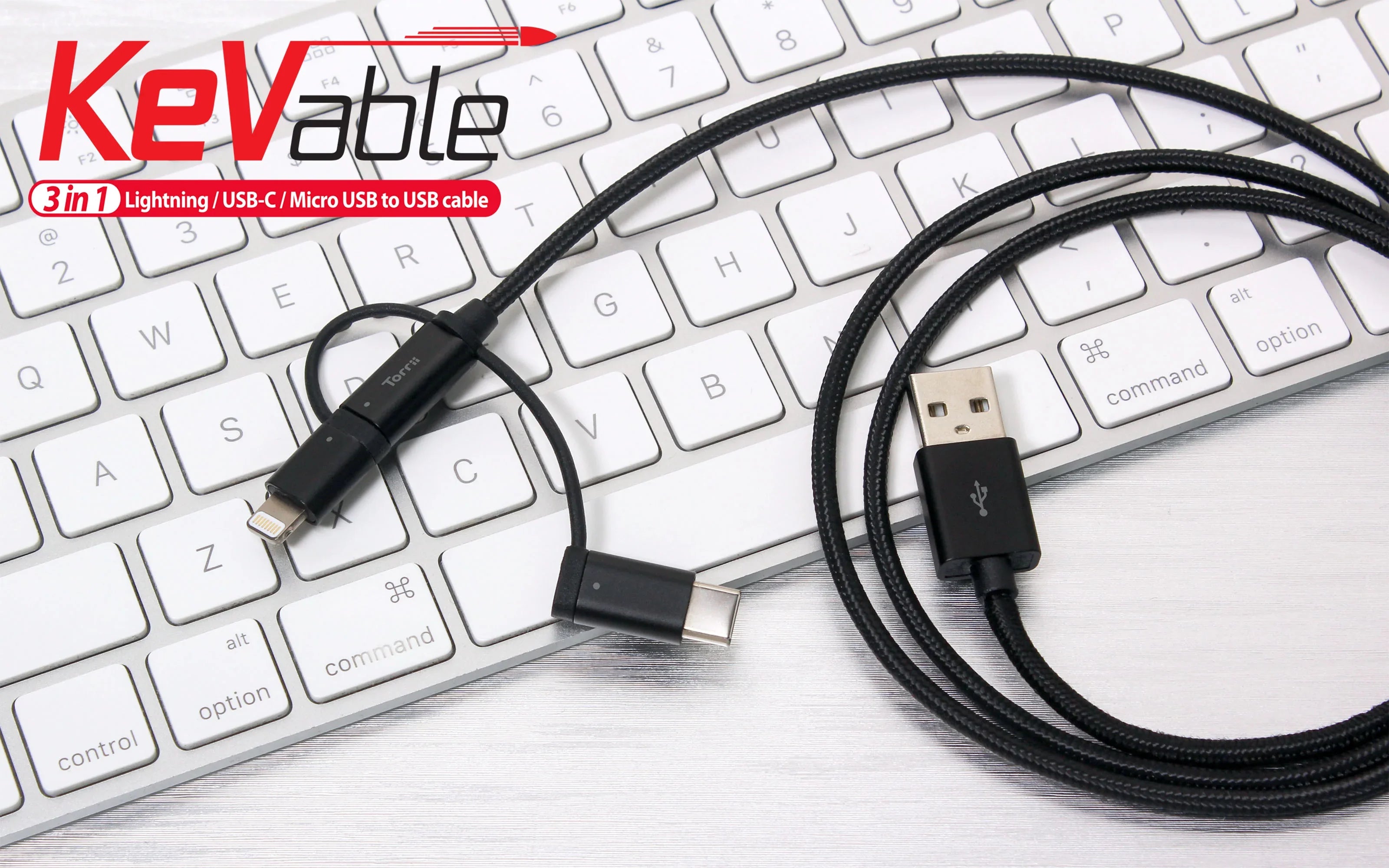 Torrii Kevable 3 In 1 Mfi Lightning/Type-C/Micro Usb - Black - Tashqila Torrii Kevable 3 In 1 Mfi Lightning/Type-C/Micro Usb - Black - Tashqila